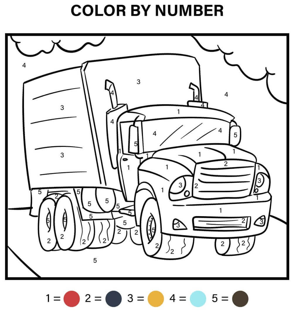 Kolorowanki Kolorowanie Według Numerów Dużej Ciężarówki