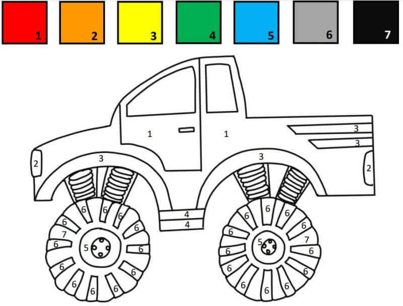 Kolorowanka Kolorowanie Według Numerów Monster Truck