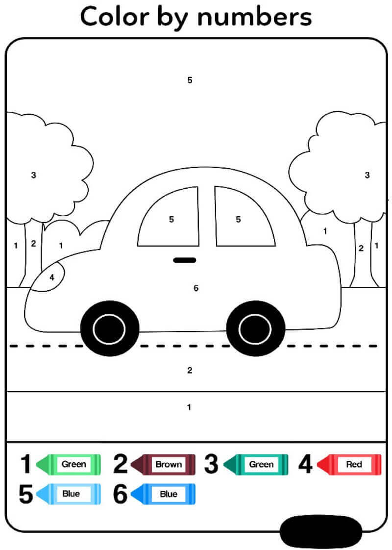 Kolorowanka Kolorowanie Według Numeru Samochodu Dla Dziecka