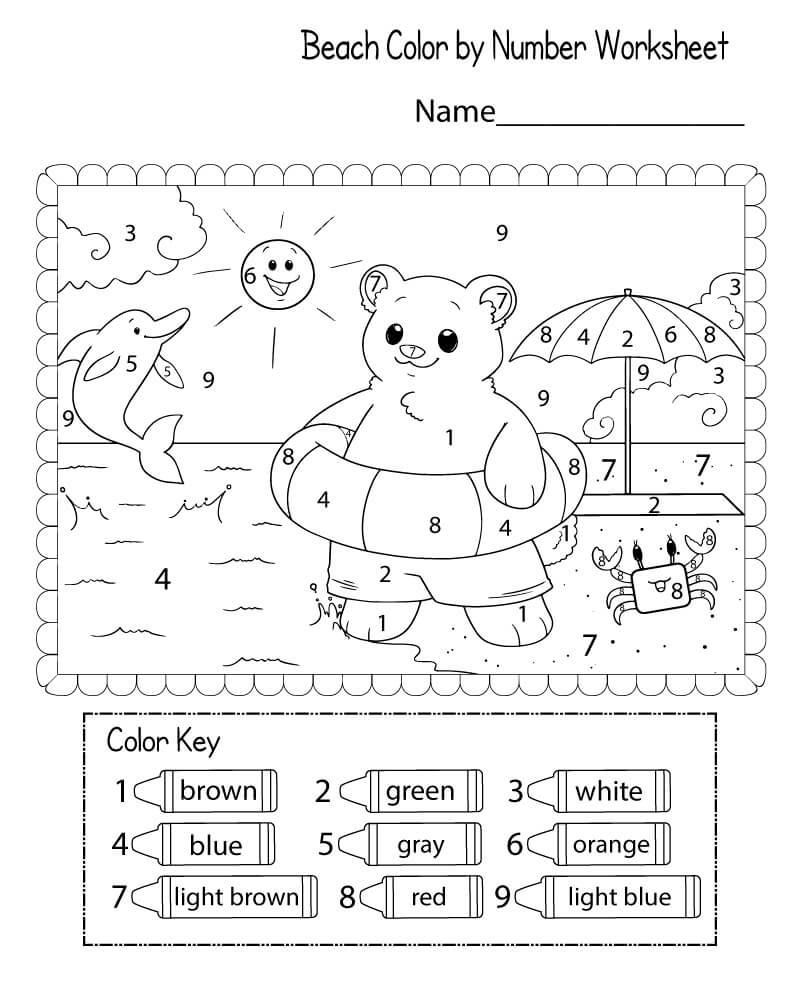 Kolorowanka Niedźwiedź Nosi Pływający Kolor Według Liczby