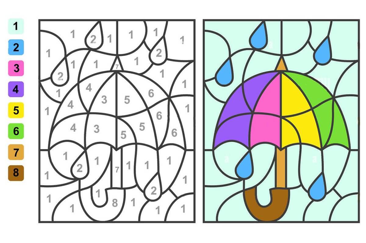 Kolorowanki Puzzle Parasolkowe Koloruj Według Numerów