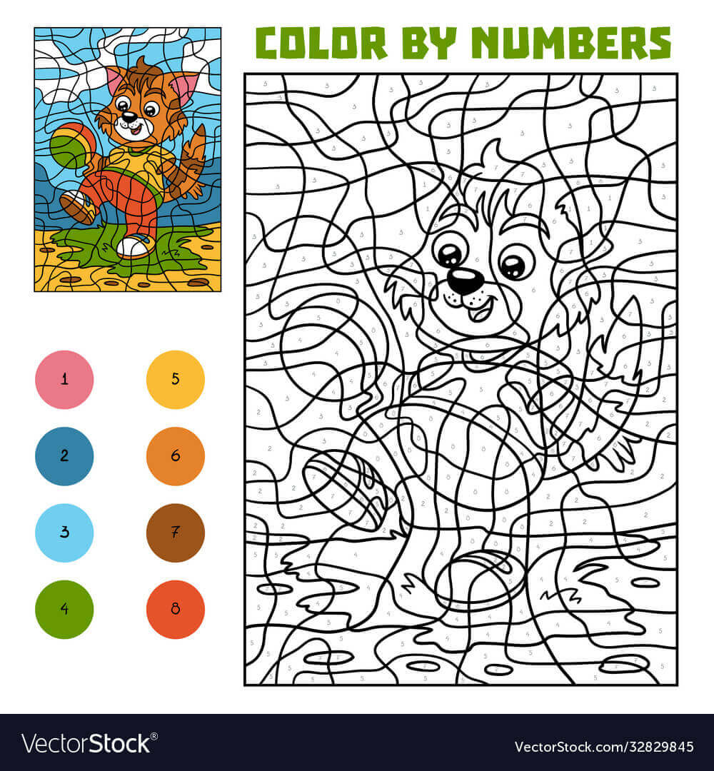 Kolorowanka Cat Player Color By Number