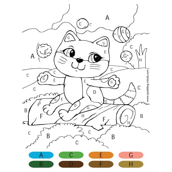 Kolorowanka Kolorowanie Według Numerów Kot Siedzi