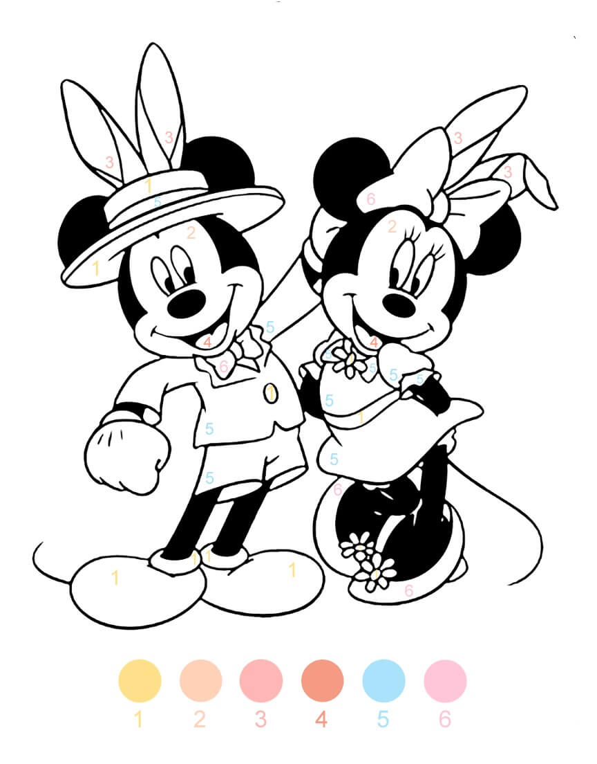 Kolorowanka Kolorowanie Według Numerów Myszki Miki i Minnie