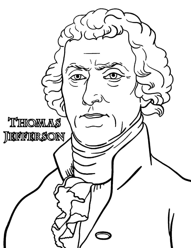 Kolorowanka Kolorowanka Prezydent Thomas Jefferson Do Bezpłatnego Wydrukowania