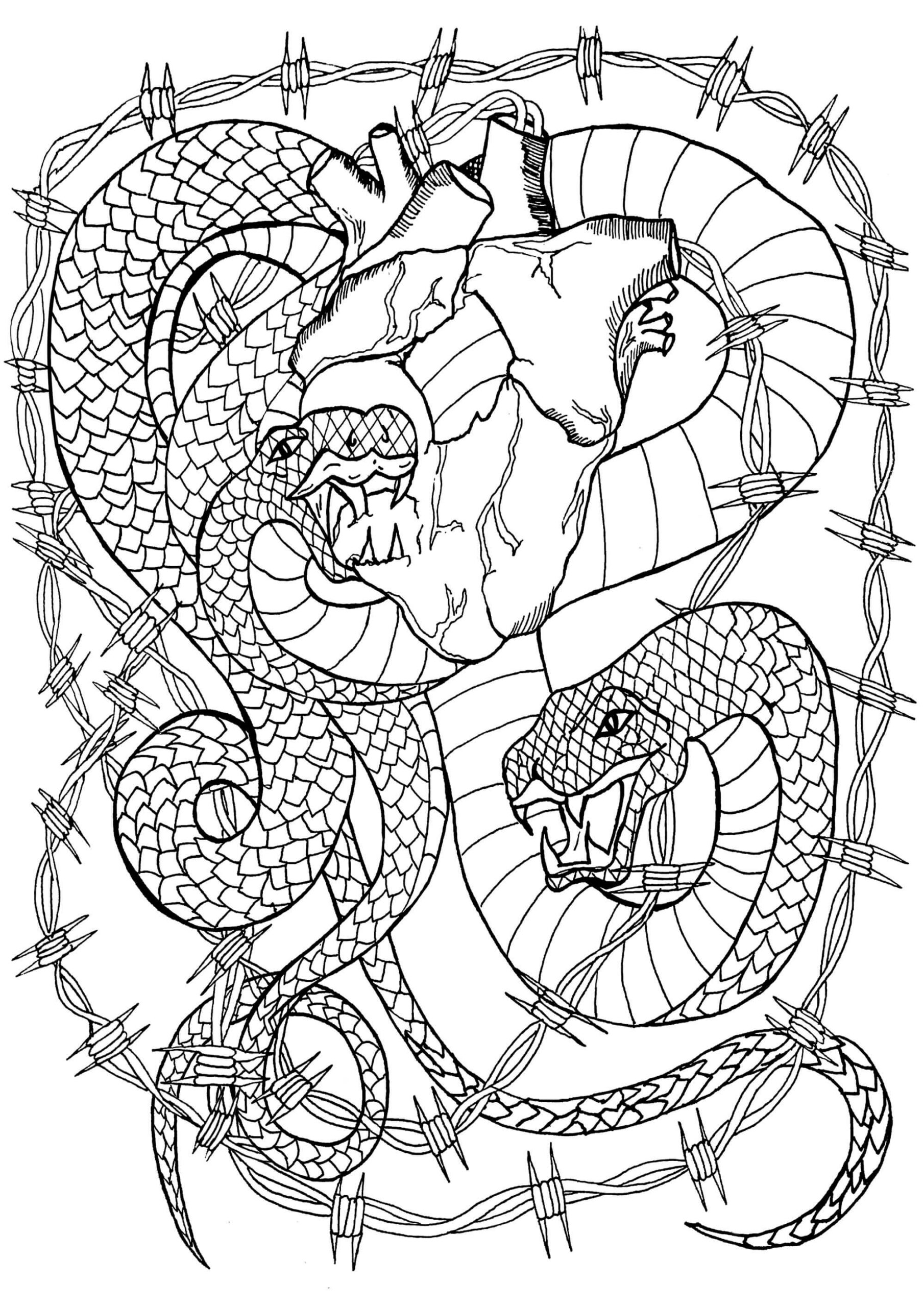 Kolorowanka Mandala Dwa Węże Z Sercem