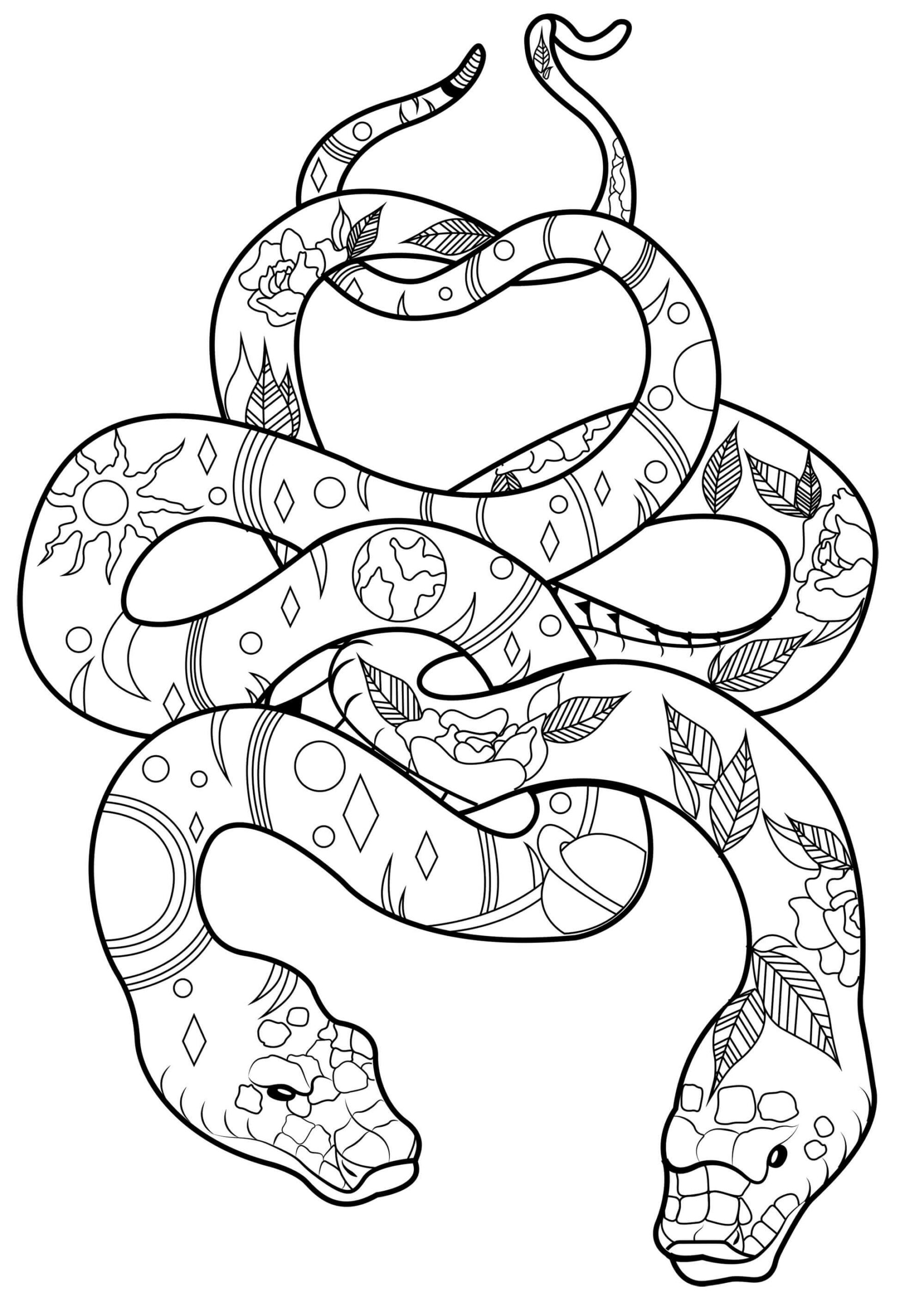 Kolorowanka Mandala Dwa Węże