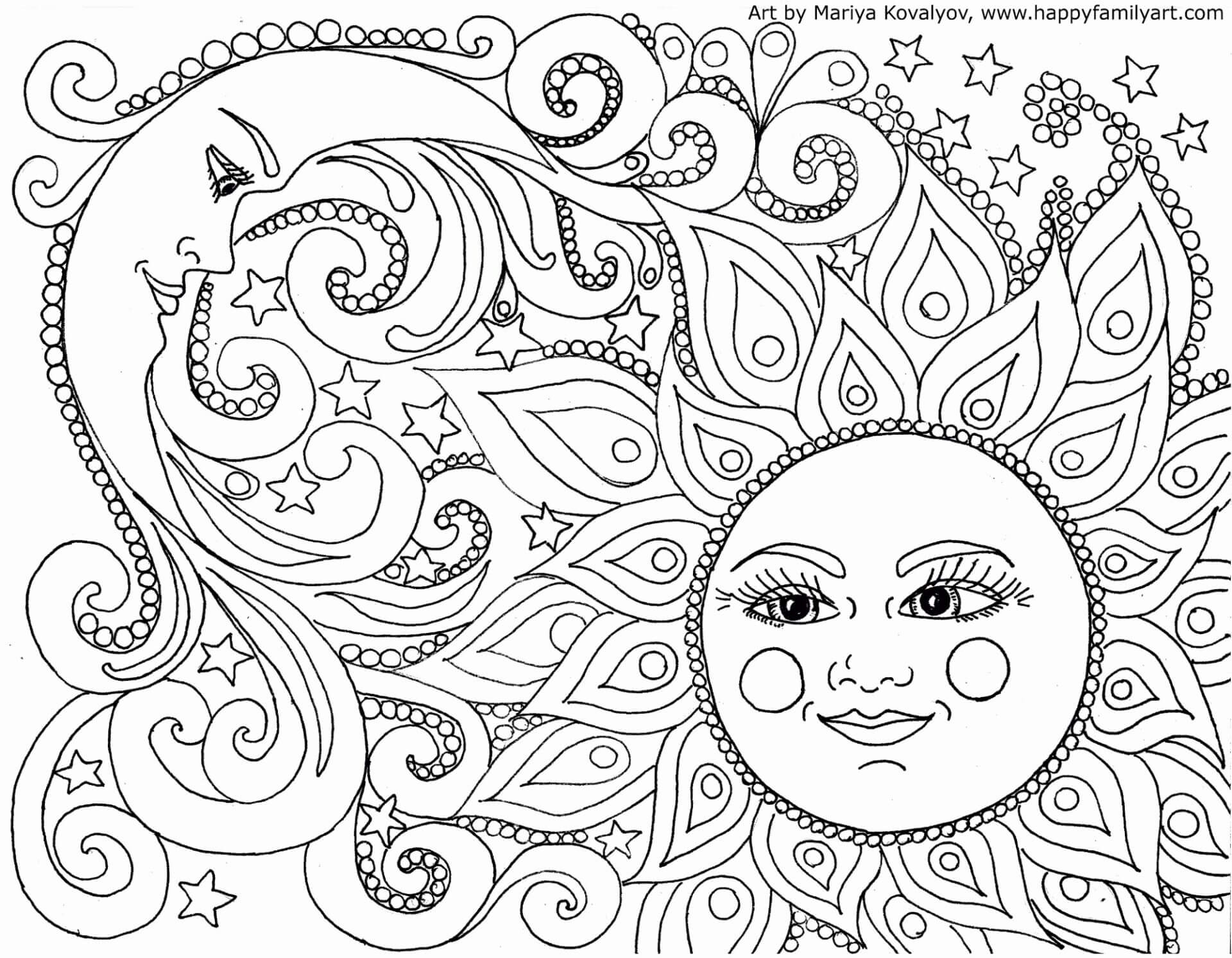 Kolorowanka Mandala Normalne Słońce I Księżyc