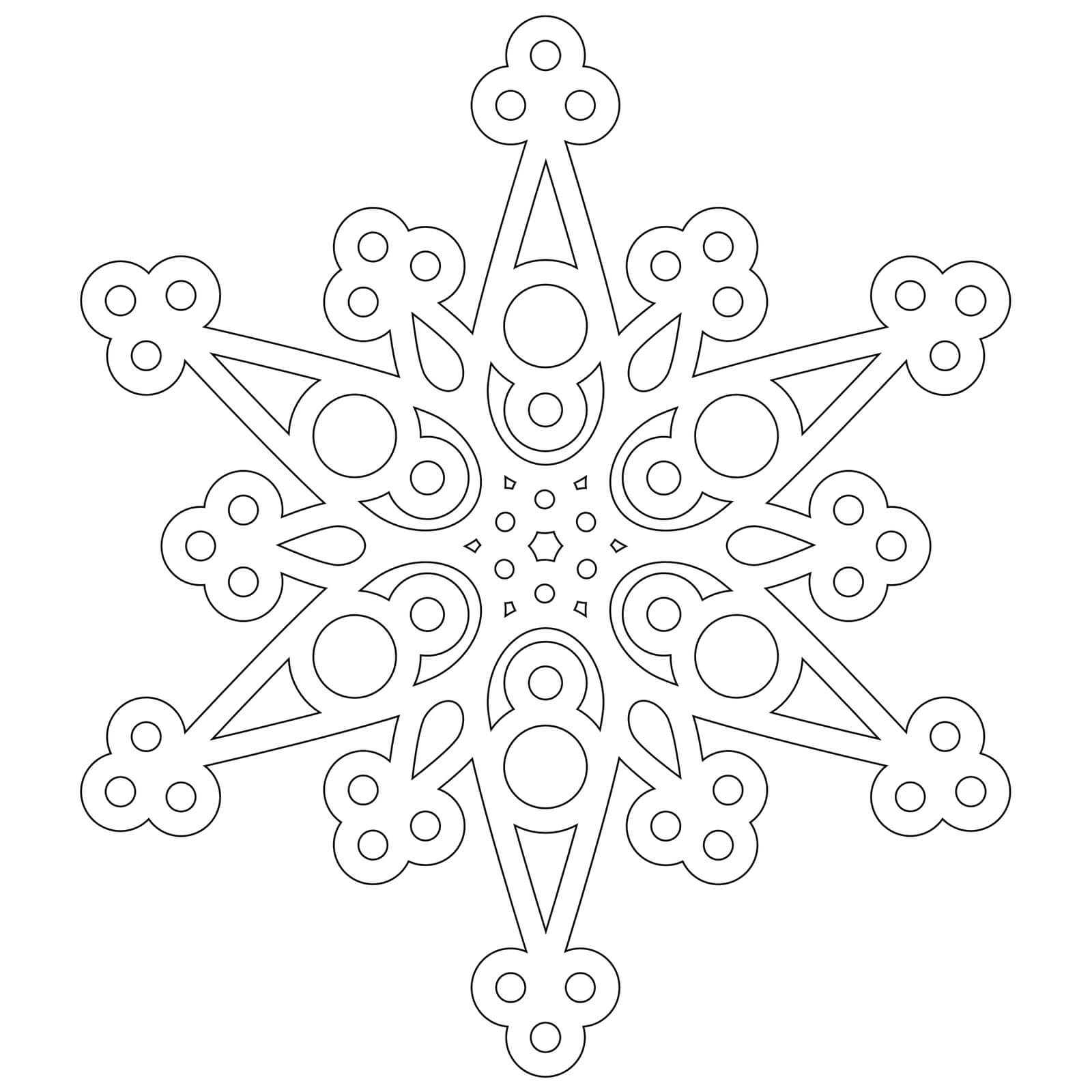 Kolorowanka Mandala Nowoczesny Płatek śniegu w Zimie