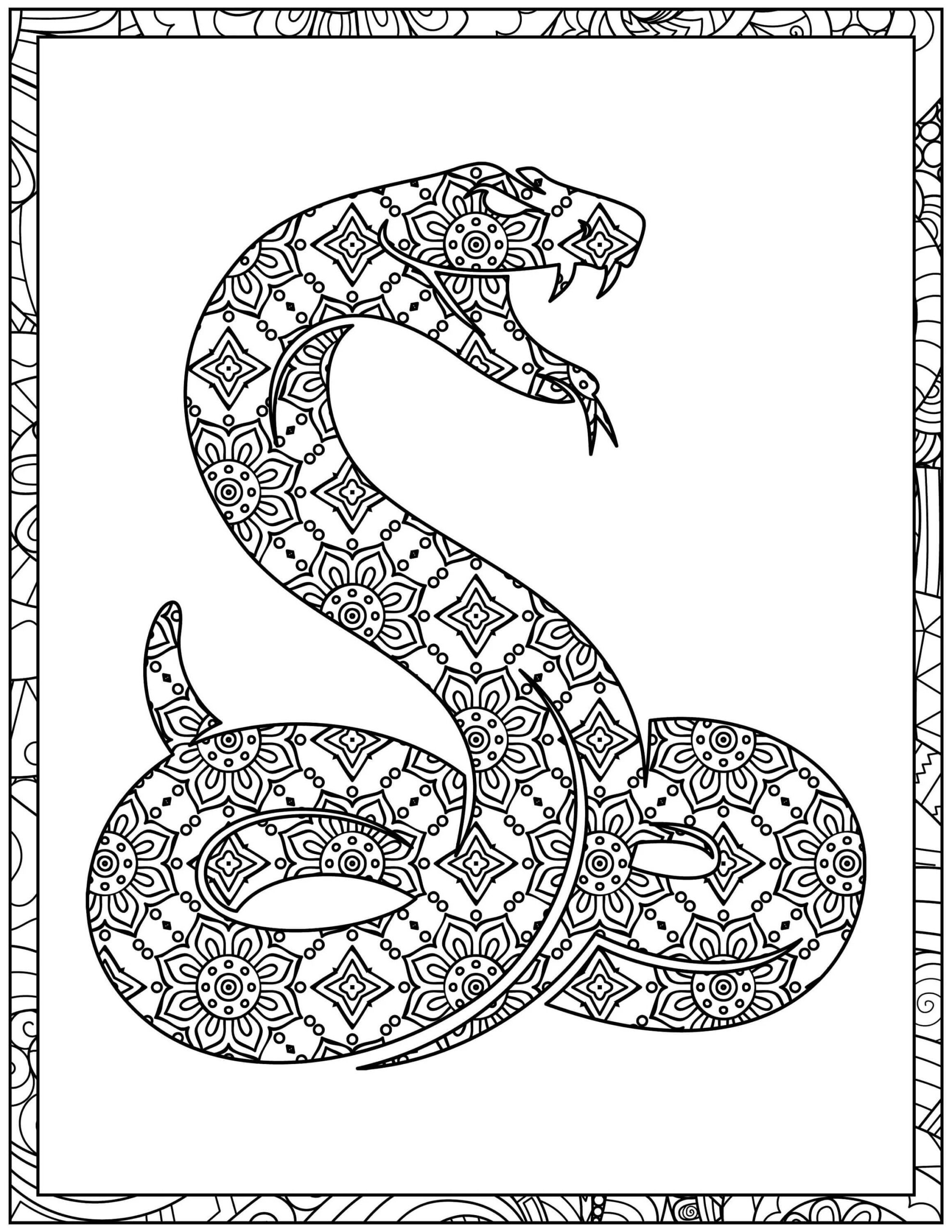 Kolorowanka Mandala Piękny Wąż