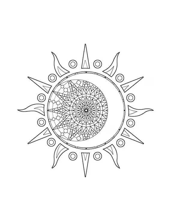 Kolorowanka Mandala Podstawowe Słońce I Księżyc
