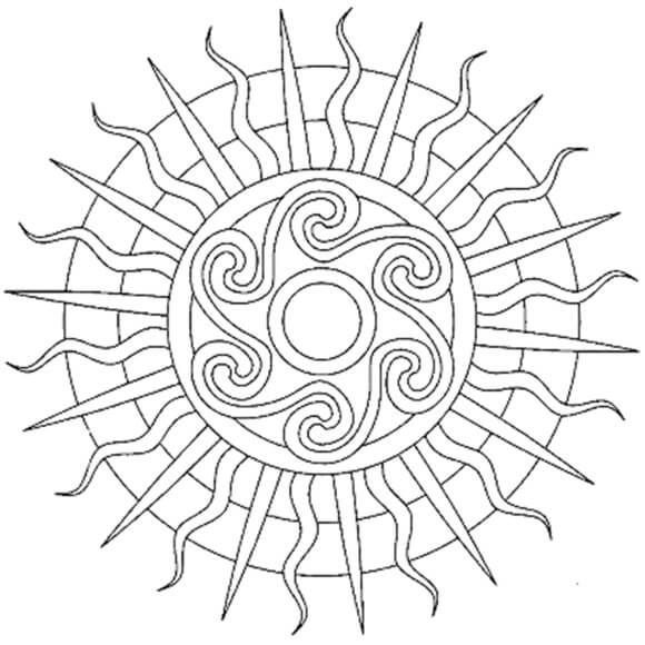 Kolorowanka Mandala Słońca