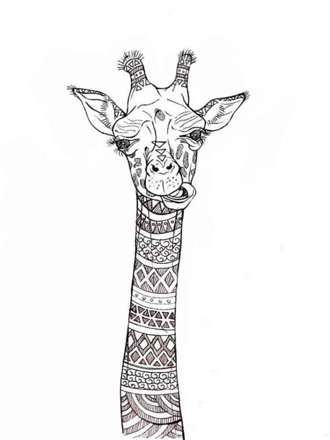 Kolorowanka Mandala Zabawny Portret żyrafy