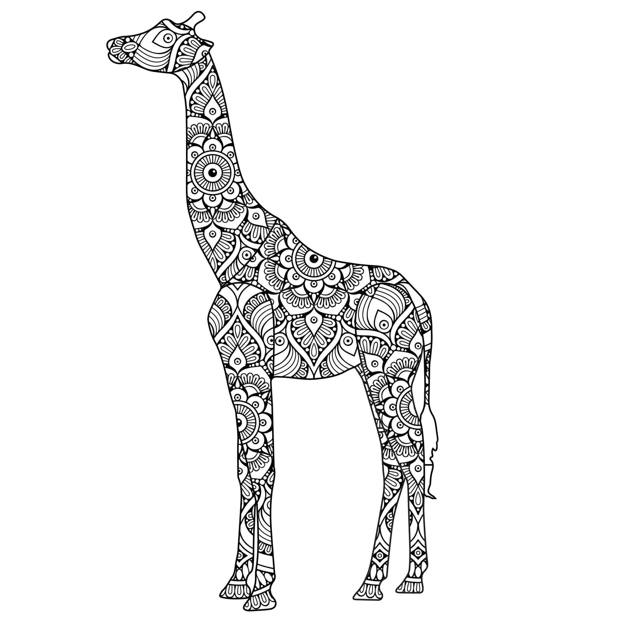 Kolorowanka Mandala Żyrafa Stojąca
