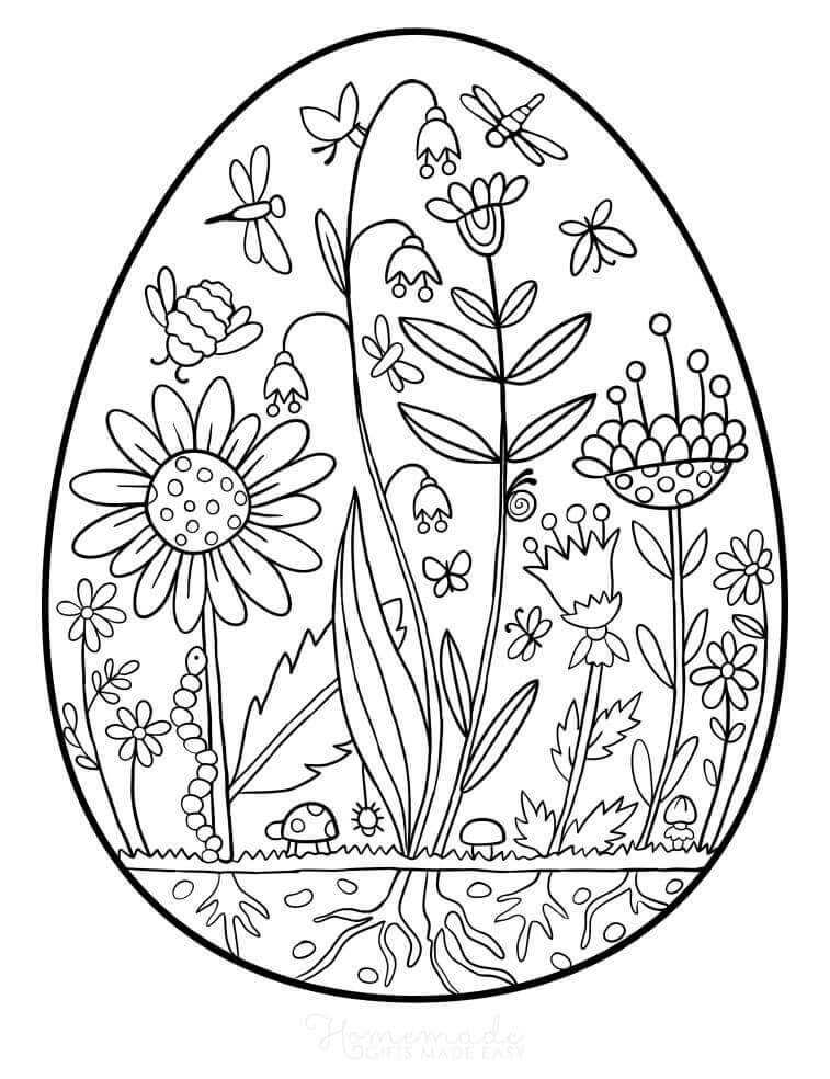 Kolorowanka Wiosna Mandali w Jajku Wielkanocnym