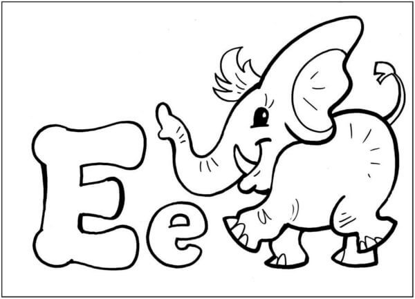 Kolorowanka E Jest Dla Słonia