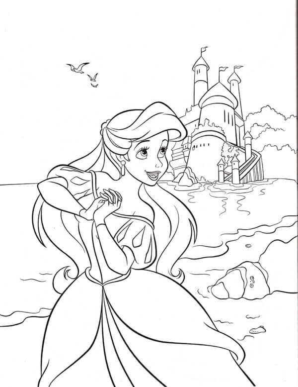 Kolorowanka Ariel z Zamkiem