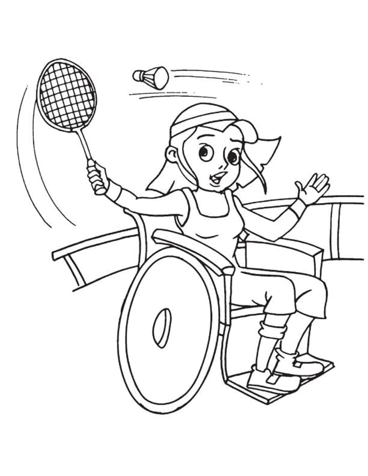 Kolorowanka Badminton Na Wózku Inwalidzkim