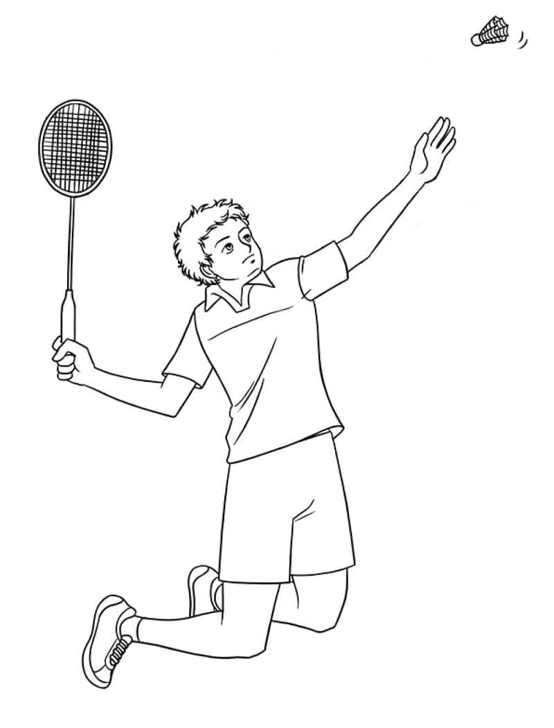 Kolorowanka Chłopiec Gra w Badmintona