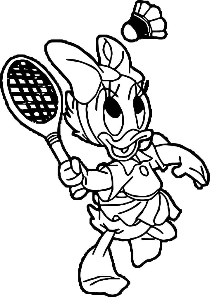 Kolorowanka Daisy Duck Gra w Badmintona