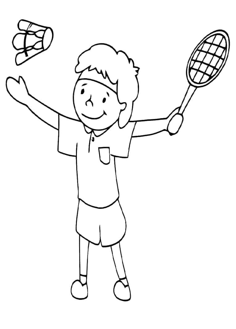 Kolorowanka Dzieciak i Badminton