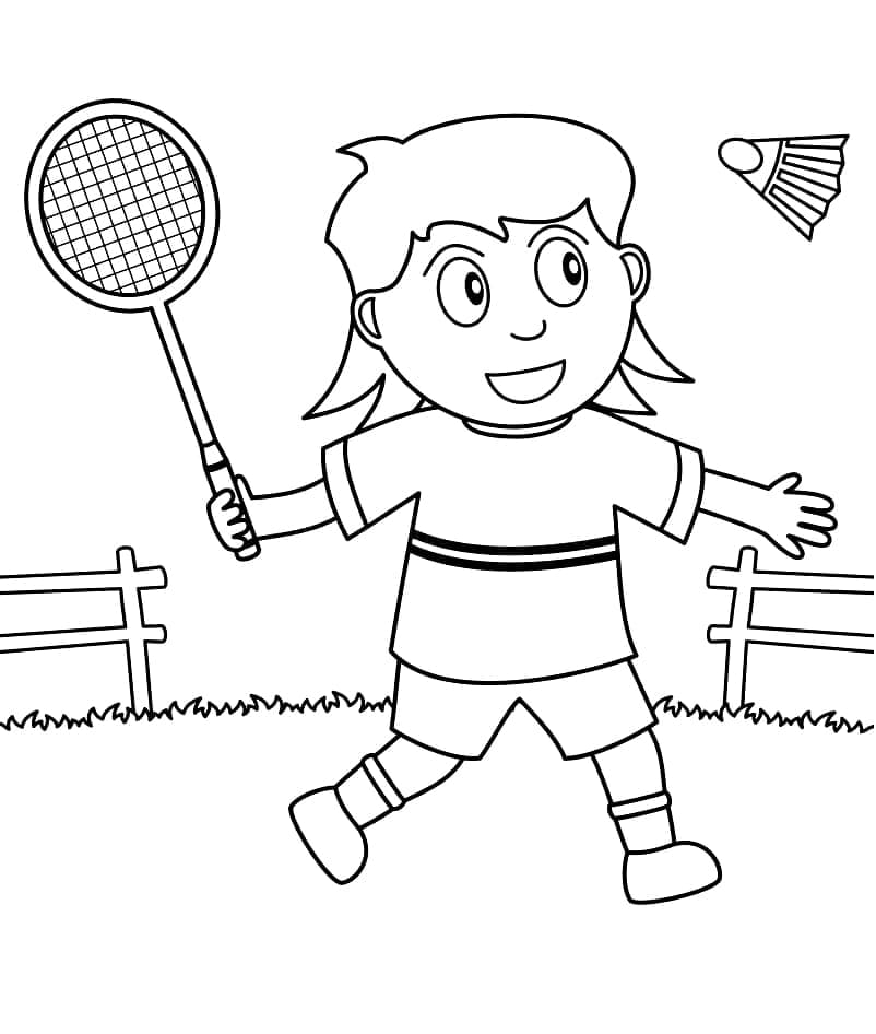 Kolorowanka Dziecko Gra w Badmintona Za Darmo