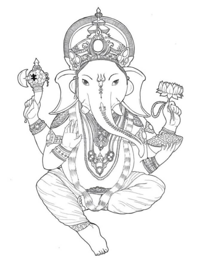 Kolorowanka Fajny Indyjski Bóg Ganesha