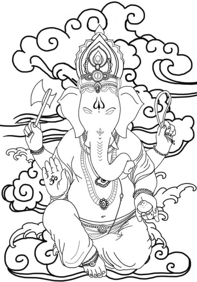 Kolorowanki Ganesha Na Chmurach