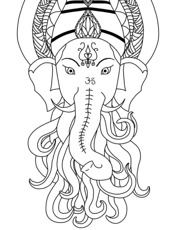 Kolorowanka Ganesha Z Długimi Mackami