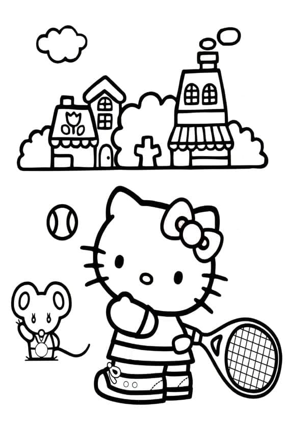 Kolorowanki Hello Kitty Gra W Tenisa