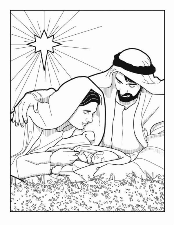 Kolorowanka Jezus Urodził Się Późno w Nocy