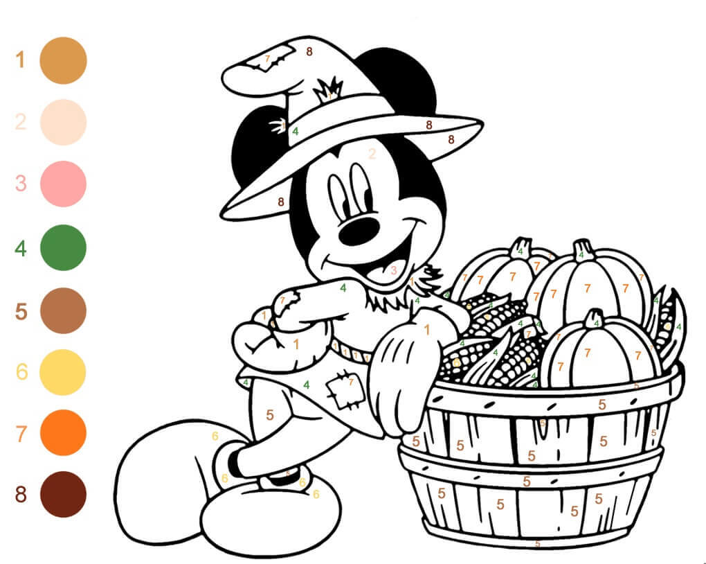 Kolorowanka Kolorowanie Według Liczb Na Halloween z Myszką Miki