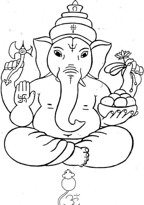 Kolorowanki Lord Ganesha i Mysz