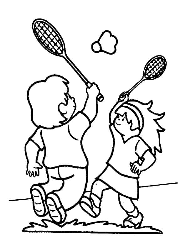 Kolorowanka Małe dziewczynki grają w badmintona