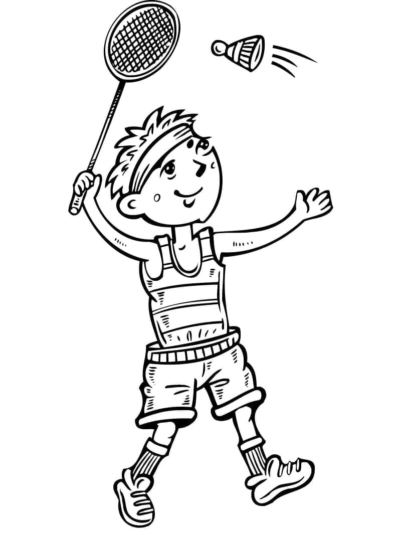 Kolorowanka Mały Chłopiec Gra w Badmintona