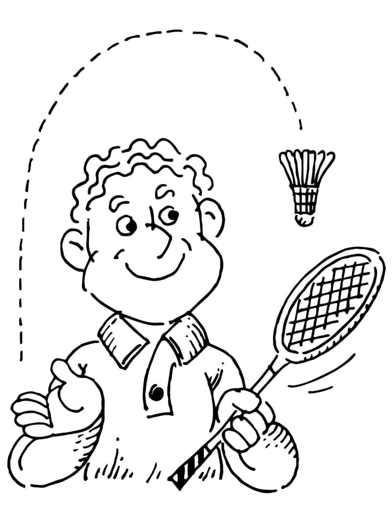 Kolorowanka Mężczyzna Gra w Badmintona