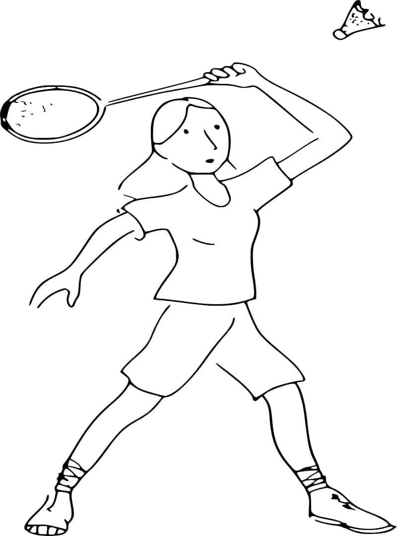 Kolorowanka Nadruk Dziewczynka Gra w Badmintona