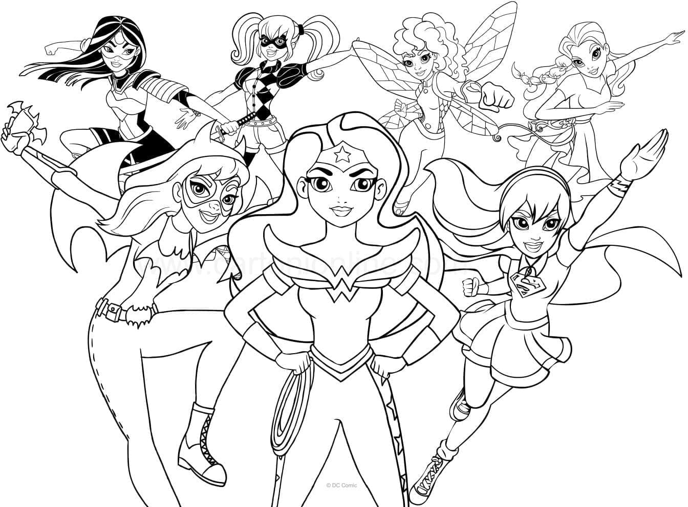 Kolorowanki Obraz Dziewcząt Superbohaterów DC