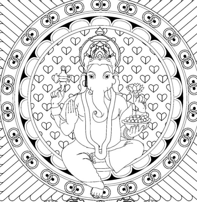 Kolorowanka Pan Mądrości Ganesha
