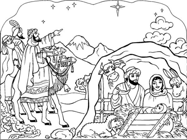 Kolorowanka Promienie Gwiazdy Betlejemskiej Wskazywały Drogę Do Miejsca Narodzenia Zbawiciela