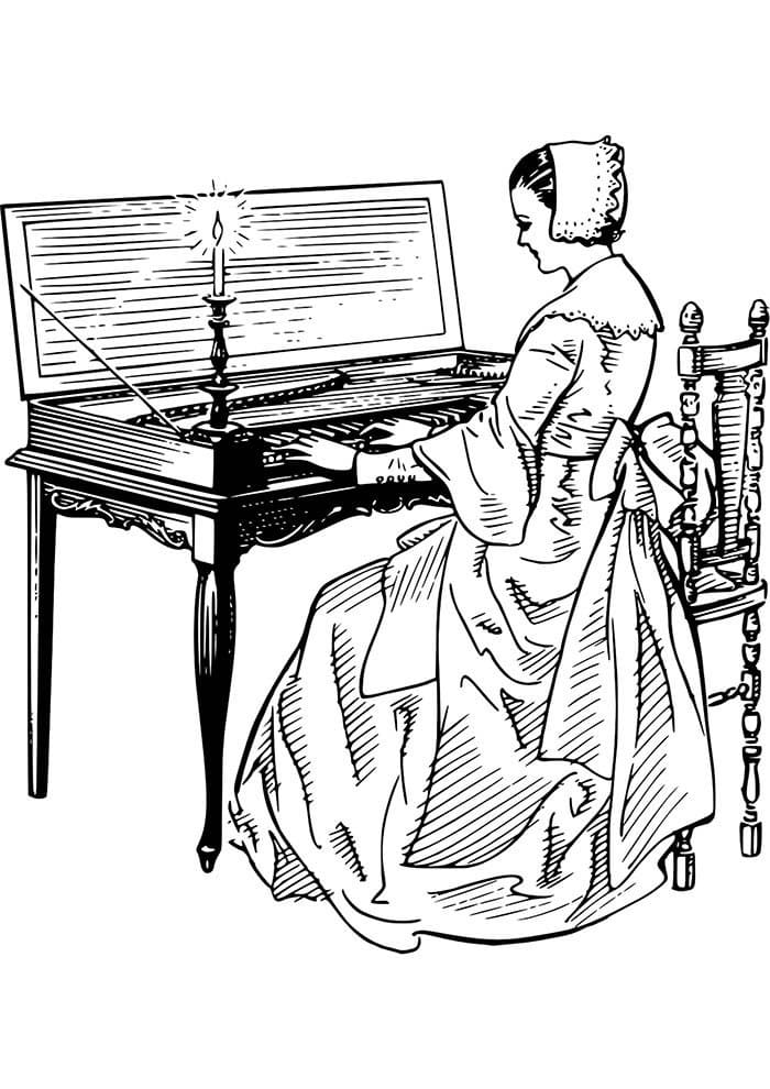 Kolorowanka Rysunek Dziewczyny-Pianisty