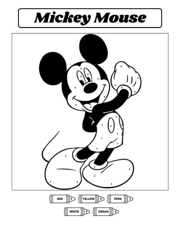 Kolorowanka Great Mickey Mouse Color By Number