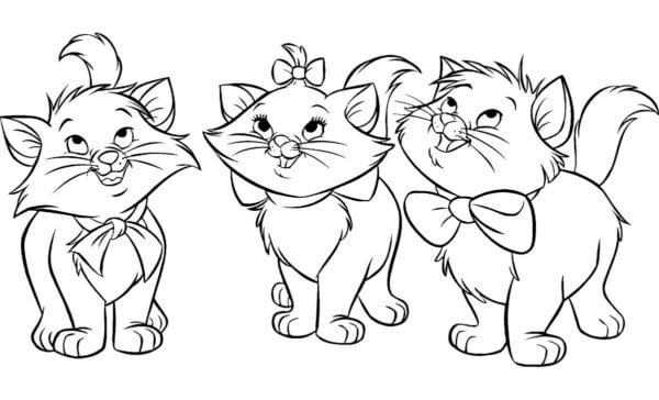 Kolorowanka Trzy Urocze Koty Disneya