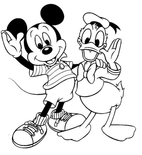Kolorowanka Witam Wszystkich Od Mikiyi i Donalda