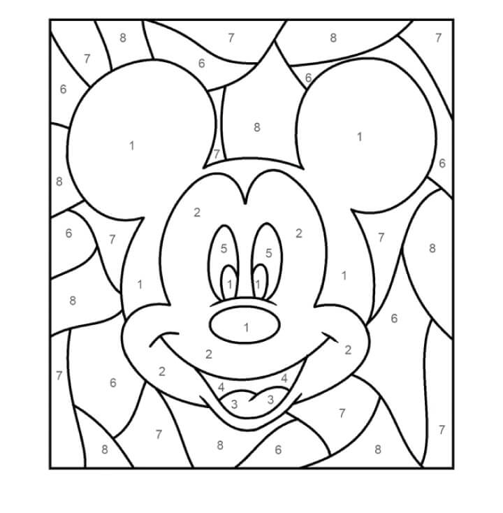 Kolorowanka Zabawne Kolorowanie Głowy Myszki Miki Według Numerów