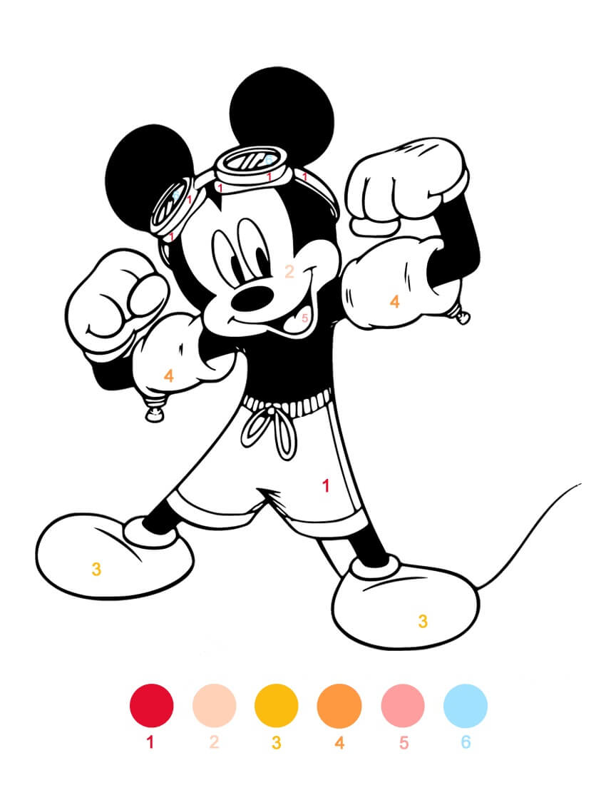Kolorowanka Zabawne, Mocne Kolorowanie Według Numerów Myszki Miki