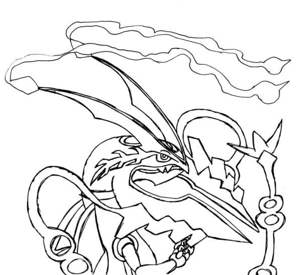 Kolorowanka Rayquaza to Latający Pokémon Typu Smoka