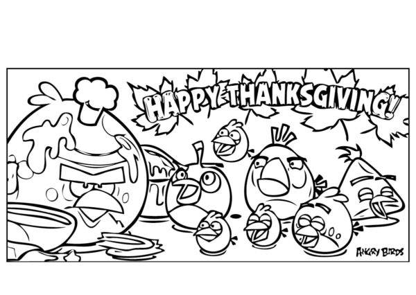Kolorowanka Angry Birds na Święto Dziękczynienia