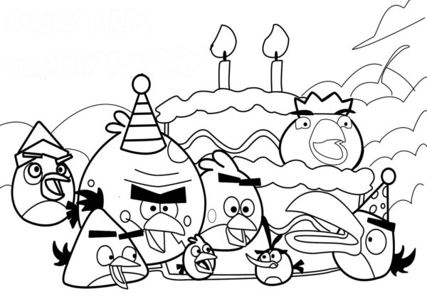 Kolorowanka Angry Birds świętuje Swoje Urodziny