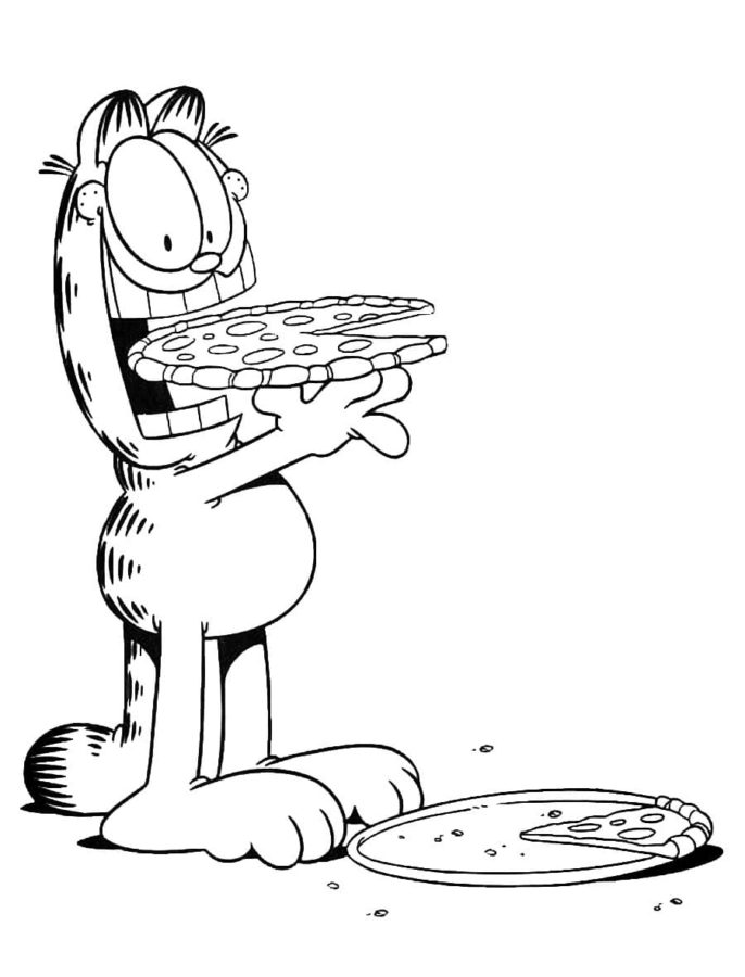 Kolorowanka Garfield je Pizzę